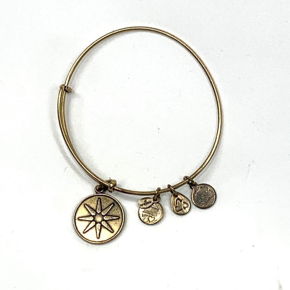 Alex and Ani Sun Charm Bracelet Gold Finish - Expands 2"- 3.5"